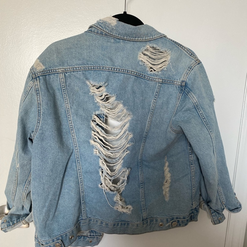 Top Shop Distressed Jean Jacket - Picture 2 of 3